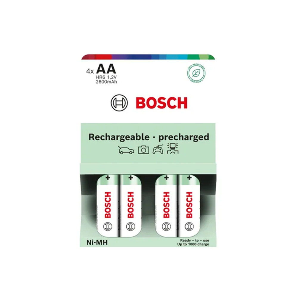 AKUMULATOR WSTĘPNIE NAŁADOWANY BOSCH 4SZT AA HR6B4P2600/00 2600mAh 1 AKUMULATOR WSTĘPNIE NAŁADOWANY BOSCH 4SZT AA HR6B4P2600/00 2600mAh
