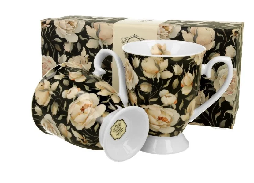Zestaw dwóch kubków czara róża 2 kubki porcelanowe royal, ENGLISH ROSES BLACK 300 ml, DUO Gift 2 Zestaw dwóch kubków czara róża 2 kubki porcelanowe royal, ENGLISH ROSES BLACK 300 ml, DUO Gift - obrazek 2