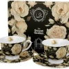 Czarna róża duo Komplet 2 Filiżanki porcelanowe espresso ENGLISH Rosses Black 4 czr4