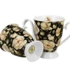 Zestaw dwóch kubków czara róża 2 kubki porcelanowe royal, ENGLISH ROSES BLACK 300 ml, DUO Gift 6 zestwa czarna roza 2
